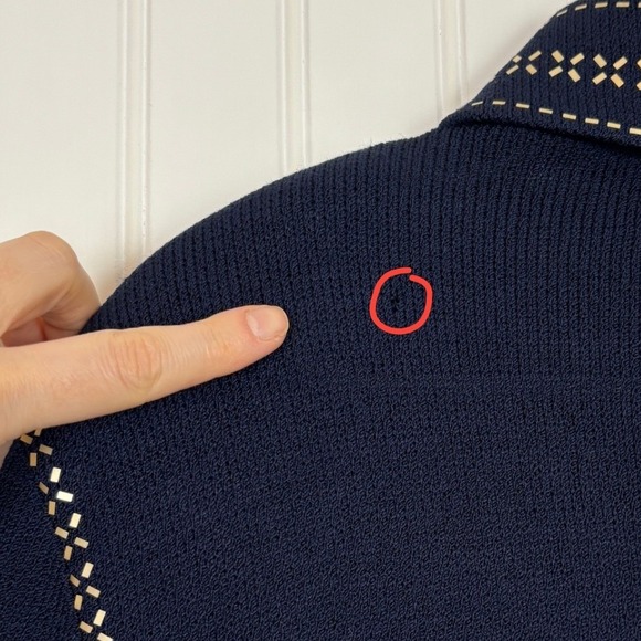 Vintage St. John Collection Knit Jacket Women 16 Navy Blue Gold Studded Zip Up - Picture 8 of 15